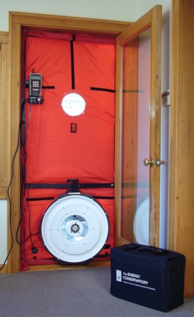 Blower doors are used to measure air leakage